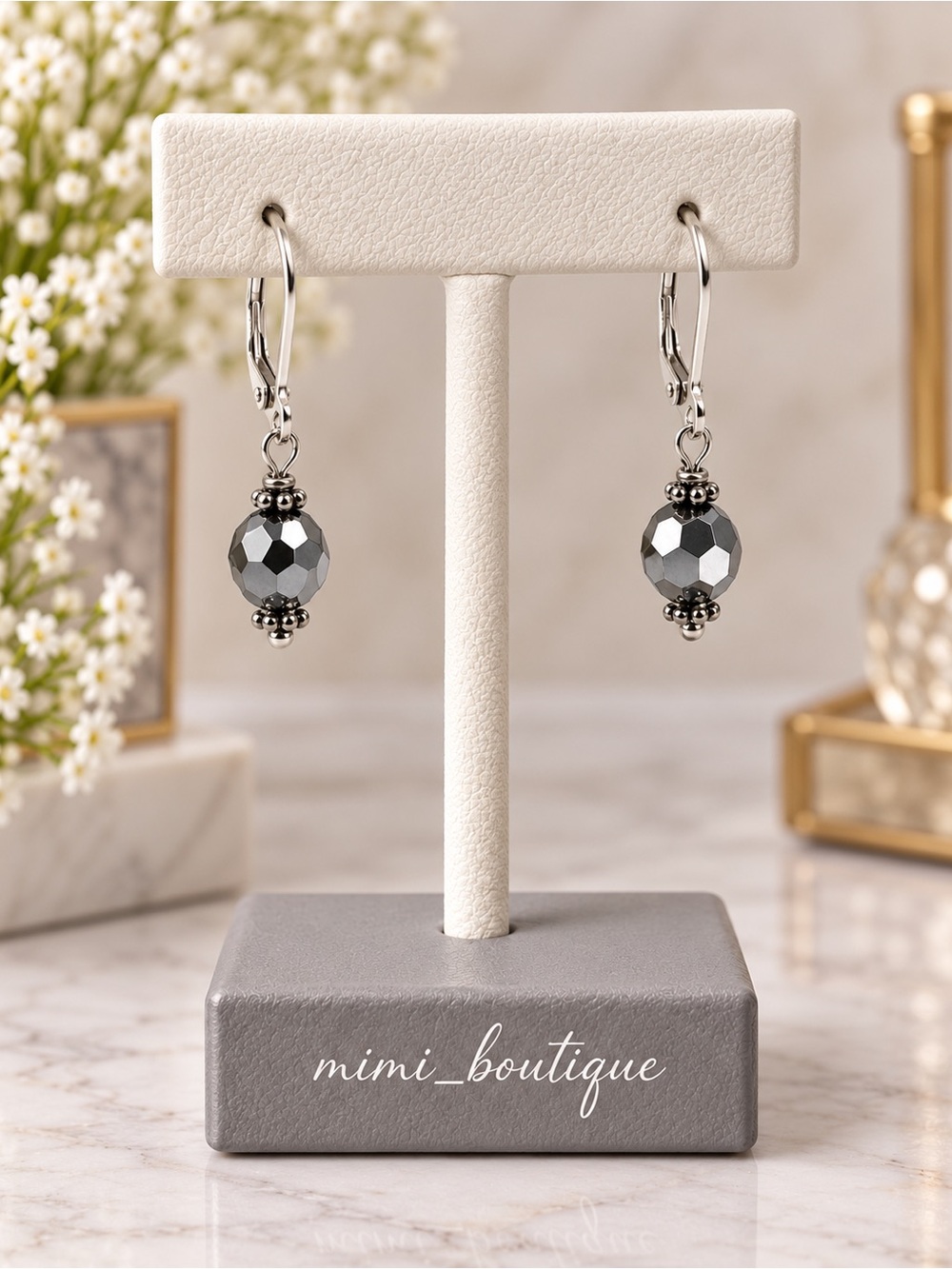 Handmade Swarovski Silver Metallic AB Crystal Earrings